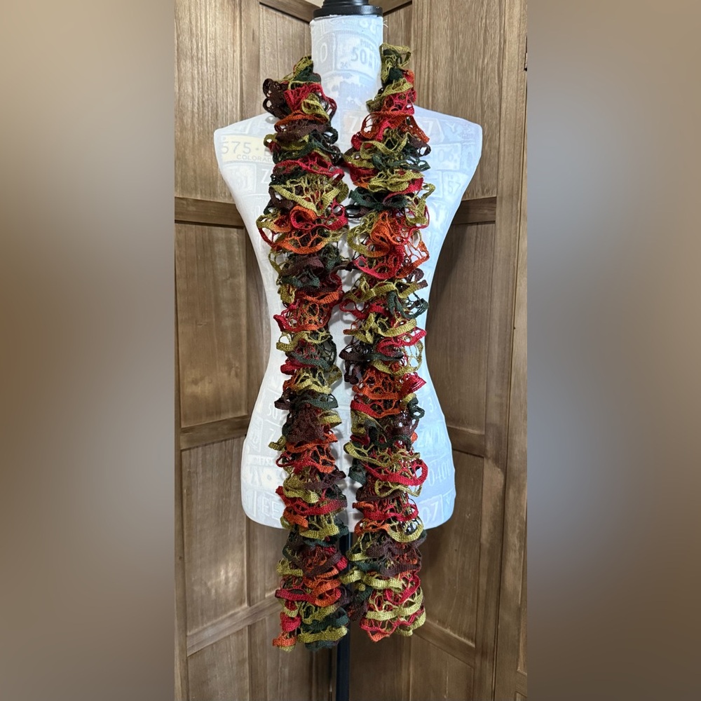 Multicolor Ruffled Knit Scarf